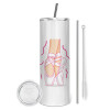 Eco friendly stainless steel tumbler 600ml, with metal straw & cleaning brush