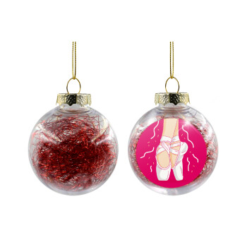 Πουεντ, Transparent Christmas tree ball ornament with red filling 8cm