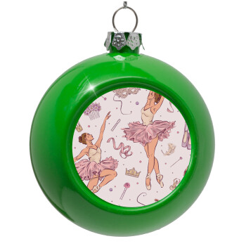 Ballet Dancer, Green Christmas tree ornament bauble 8cm