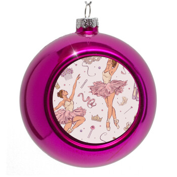 Ballet Dancer, Purple Christmas tree ornament bauble 8cm