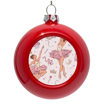 Ballet Dancer, Red Christmas tree ornament bauble 8cm