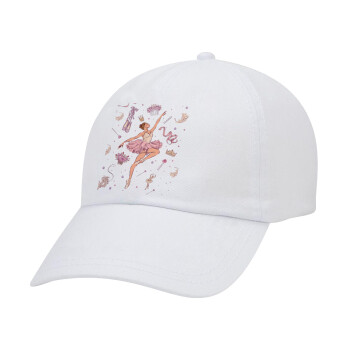 Μπαλαρίνα, Καπέλο Ενηλίκων Baseball Λευκό 5-φύλλο (POLYESTER, ΕΝΗΛΙΚΩΝ, UNISEX, ONE SIZE)