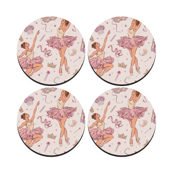 Ballet Dancer, SET of 4 round wooden coasters (9cm)