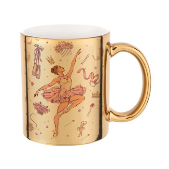 Ballet Dancer, Mug ceramic, gold mirror, 330ml