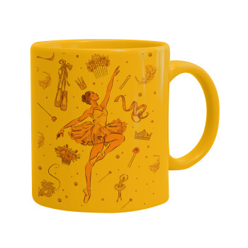 Ballet Dancer, Ceramic coffee mug yellow, 330ml (1pcs)