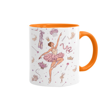 Ballet Dancer, Mug colored orange, ceramic, 330ml