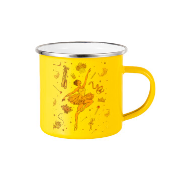 Ballet Dancer, Yellow Enamel Metallic Cup 360ml