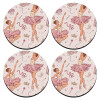 SET of 4 round wooden coasters (9cm)