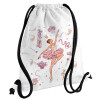 Backpack pouch GYMBAG white, with pocket (40x48cm) & thick cords