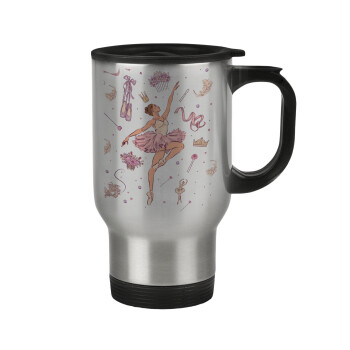 Ballet Dancer, Stainless steel travel mug with lid, double wall 450ml