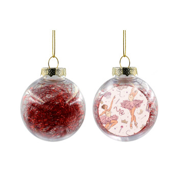 Ballet Dancer, Transparent Christmas tree ball ornament with red filling 8cm