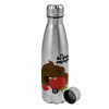 Metallic water bottle, stainless steel, 750ml