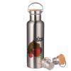 Stainless steel Silver with wooden lid (bamboo), double wall, 750ml