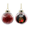 Transparent Christmas tree ball ornament with red filling 8cm