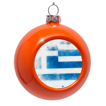 Ελληνική σημαία watercolor, Orange Christmas tree ornament bauble 8cm