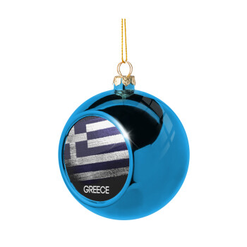 Ελληνική σημαία dark, Blue Christmas tree ball ornament 8cm