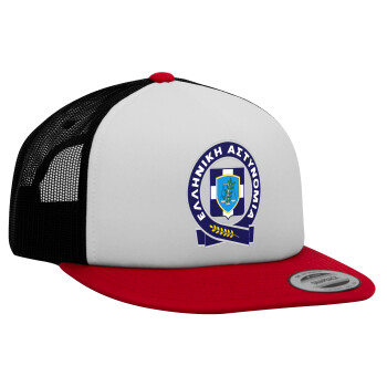 Ελληνική Αστυνομία, Adult Foam Flat Snapback with Mesh Red-White-Black (POLYESTER, ADULT, UNISEX, ONE SIZE)