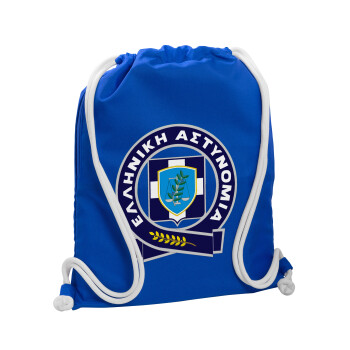 Ελληνική Αστυνομία, Backpack pouch GYMBAG Blue, with pocket (40x48cm) & thick cords