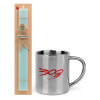 Easter Set, metallic thermal cup (300ml) & aromatic flat Easter candle (30cm) (TURQUOISE)