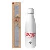 Easter Set, metallic stainless thermos bottle (500ml) & scented flat Easter candle (30cm) (GRAY)