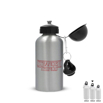 Stranger Things Logo, Metallic water jug, Silver, aluminum 500ml
