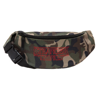 Stranger Things Logo, Unisex waist bag (banana) in Jungle camouflage color with 2 pockets