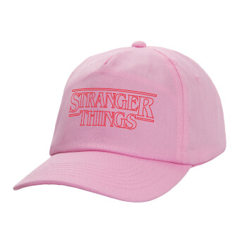 Stranger Things Logo, Καπέλο παιδικό casual μπειζμπολ, 100% Βαμβακερό Twill, ΡΟΖ (ΒΑΜΒΑΚΕΡΟ, ΠΑΙΔΙΚΟ, ONE SIZE)