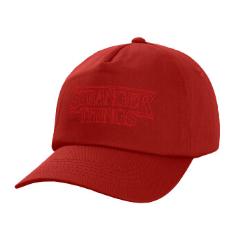 Stranger Things Logo, Καπέλο παιδικό Baseball, 100% Βαμβακερό Twill, Κόκκινο (ΒΑΜΒΑΚΕΡΟ, ΠΑΙΔΙΚΟ, UNISEX, ONE SIZE)