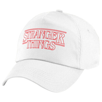 Stranger Things Logo, Καπέλο παιδικό Baseball, 100% Βαμβακερό Twill, Λευκό (ΒΑΜΒΑΚΕΡΟ, ΠΑΙΔΙΚΟ, UNISEX, ONE SIZE)