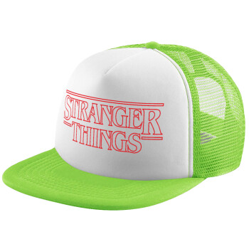 Stranger Things Logo, Child's Soft Trucker Hat with Green/White Mesh (POLYESTER, CHILDREN'S, ONE SIZE)