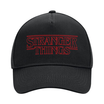 Stranger Things Logo, Καπέλο Ενηλίκων Ultimate ΜΑΥΡΟ, (100% ΒΑΜΒΑΚΕΡΟ DRILL, ΕΝΗΛΙΚΩΝ, UNISEX, ONE SIZE)