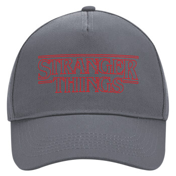 Stranger Things Logo, Ultimate Adult Hat Grey, (100% COTTON DRILL, ADULT, UNISEX, ONE SIZE)