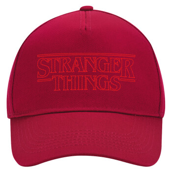 Stranger Things Logo, Adult Ultimate Hat RED, (100% COTTON DRILL, ADULT, UNISEX, ONE SIZE)