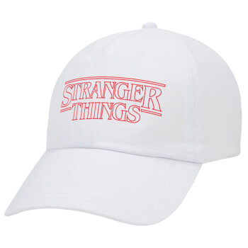 Stranger Things Logo, Adult Baseball Cap White 5-panel (POLYESTER, ADULT, UNISEX, ONE SIZE)