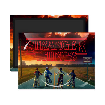 Stranger Things Logo, Ορθογώνιο μαγνητάκι ψυγείου διάστασης 9x6cm
