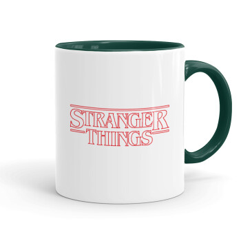 Stranger Things Logo, Κούπα χρωματιστή πράσινη, κεραμική, 330ml