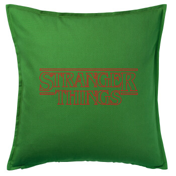 Stranger Things Logo, Sofa cushion Green 50x50cm includes filling