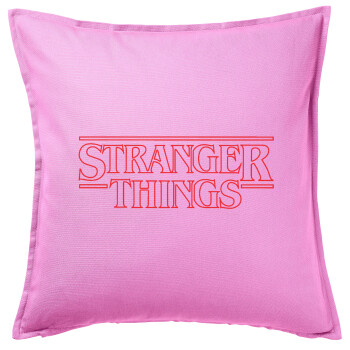 Stranger Things Logo, Sofa cushion Pink 50x50cm includes filling