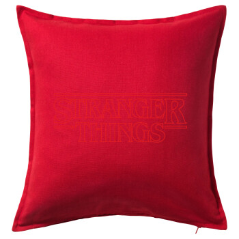 Stranger Things Logo, Sofa cushion RED 50x50cm includes filling