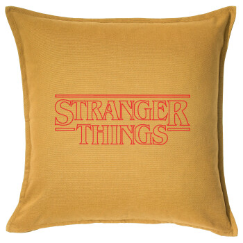 Stranger Things Logo, Sofa cushion YELLOW 50x50cm includes filling