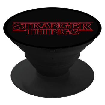 Stranger Things Logo, Phone Holders Stand  Black Hand-held Mobile Phone Holder