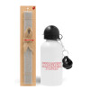 Easter Set, metallic aluminum water bottle (500ml) & aromatic flat Easter candle (30cm) (GRAY)