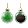 Transparent Christmas tree ball ornament with green filling 8cm