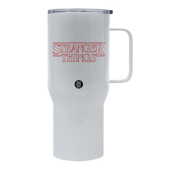 Stranger Things Logo, Mega Stainless steel Tumbler with lid, double wall 750L