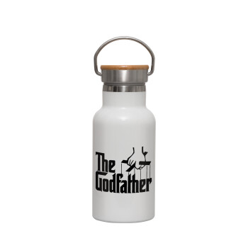 The Godfather, Metallic thermos (Stainless steel) White with wooden lid (bamboo), double-walled, 350ml