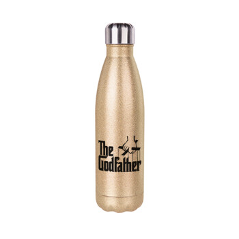 The Godfather, Glitter gold stainless steel thermos bottle, double-walled, 500ml