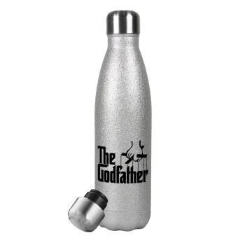 The Godfather, Μεταλλικό παγούρι θερμός Glitter Aσημένιο (Stainless steel), διπλού τοιχώματος, 500ml