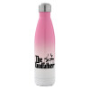 Metal mug thermos Pink/White (Stainless steel), double wall, 500ml