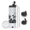 Travel Tumbler θερμό με διπλό καπάκι, μεταλλικό καλαμάκι και βούρτσα καθαρισμού (Ανωξείδωτο 304 Food grade, BPA free, 600ml)