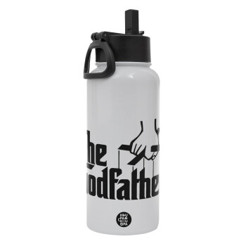 The Godfather, Metal mug thermo White with Straw and Spout Lid (Stainless steel), double wall, 950ml